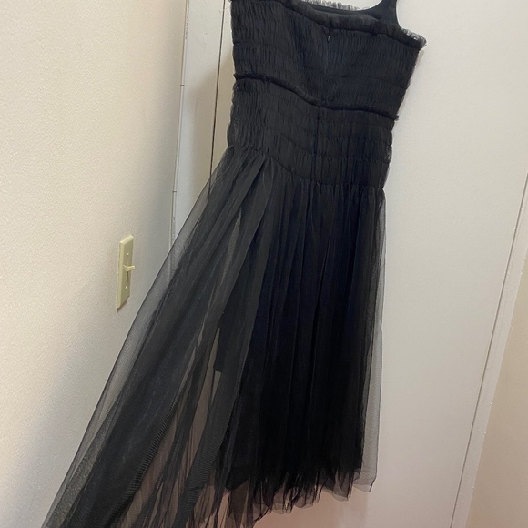 COPY - NWOT Rebecca Taylor Black Sleeveless Smocked Ruched tulle dress - Picture 6 of 13